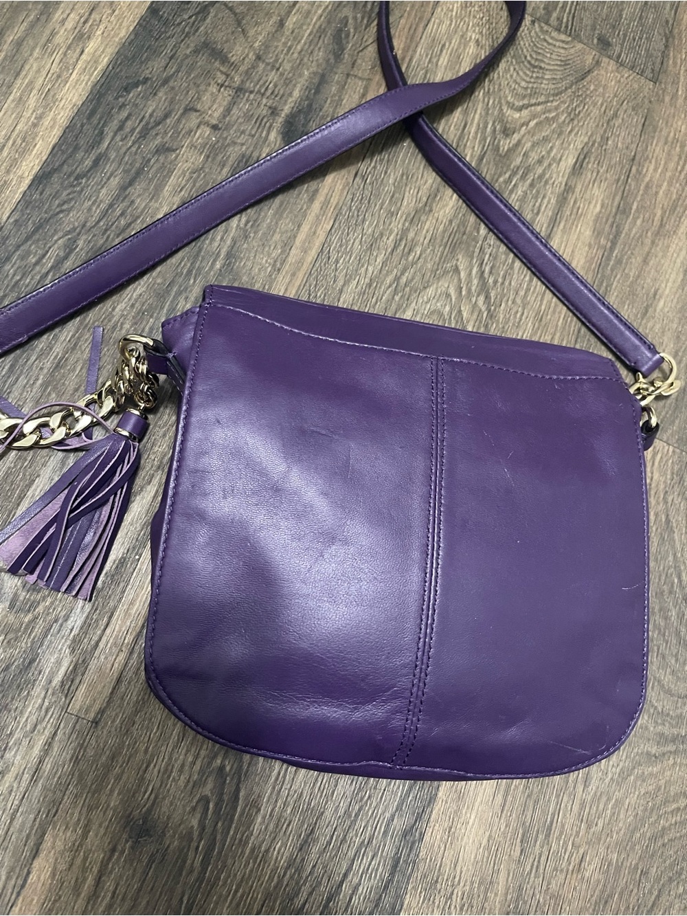 Vintage Juicy Couture Olvera Purple Carved Leather Crossbody Bag Y2K - Picture 8 of 14